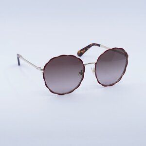 Kate Spade CANNES/G/S 0C9A HA Sunglasses Red/Gold Round Frame, Brown Lenses